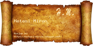 Hetesi Miron névjegykártya